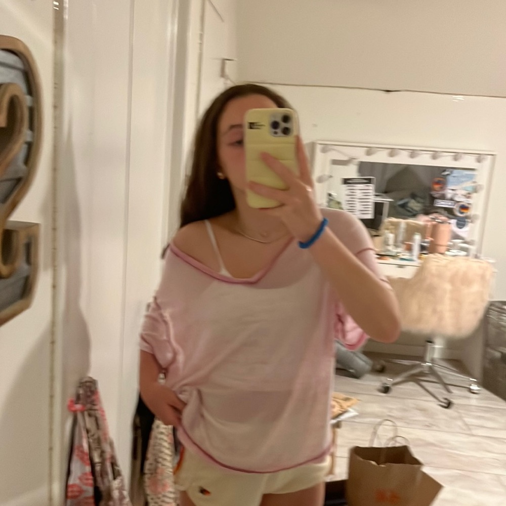 FREE PEOPLE cute purple V neck top (with open back)